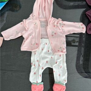 Carter's Pink Strawberry Hoodie Set